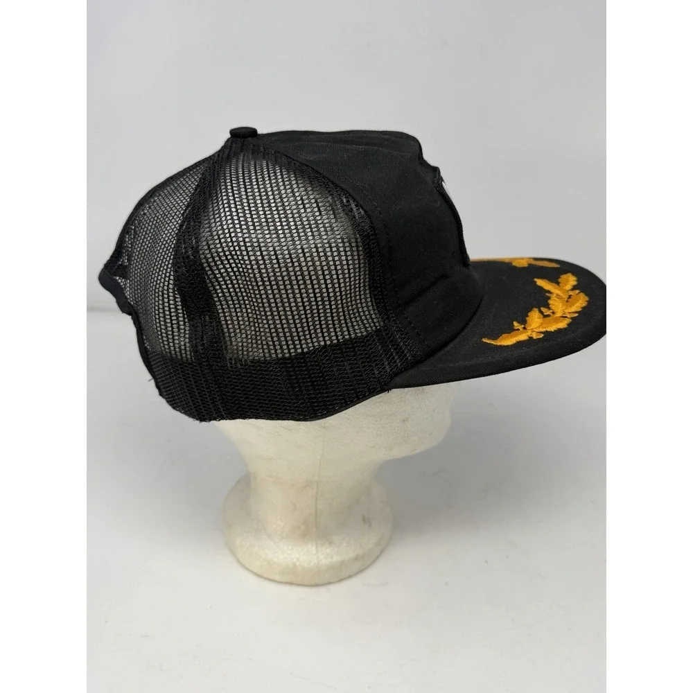Vtg CAT Diesel Power Trucker Hat Snapback Mesh‎ Black Gold Scrambled Eggs Brim